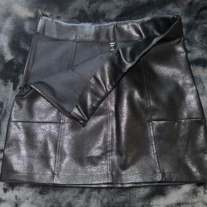 Shein - Black Faux Leather Skirt